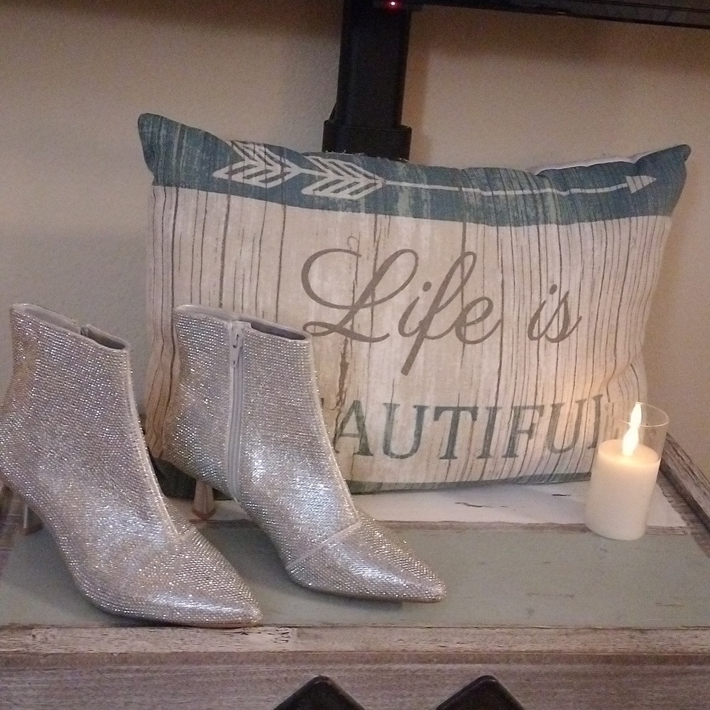 Alex Marie Silver shimmer Dress Ankle Boots size 6.5